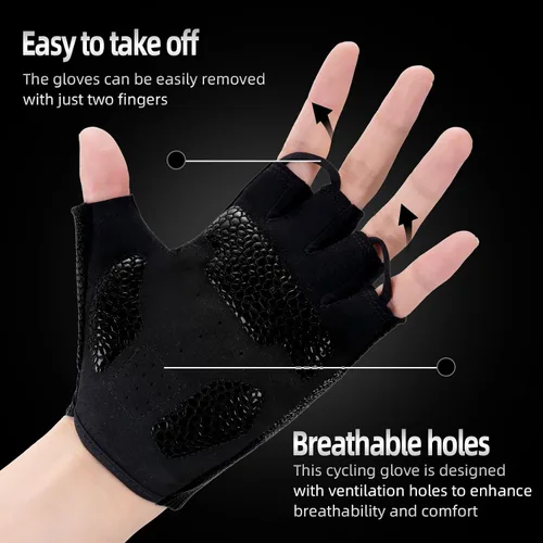 Miniatura 4 de Guantes de ciclismo para hombres y mujeres, guantes de bicicleta de medio dedo, para ciclismo, gimnasio, levantamiento de pesas, remo, motocicleta