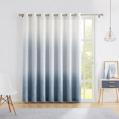 Cortina para Puerta Ombré de 100" Extra Ancha con Estampado Degradado en Mezcla de Rayón, Tela Filtrante de Luz, Tratamiento de Ventana para Puerta