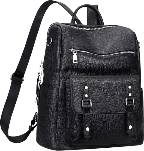 Miniatura 2 de Over Earth Mochila de cuero para mujer, bolso bandolera de moda para mujer, Negro