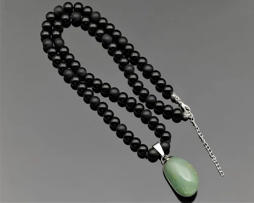 Miniatura 36 de Colgante de turmalina cruda natural, Collar de cuentas de ónix negro genuino, Collar de piedra negra, Collar de piedras preciosas, Cuentas de 0.315