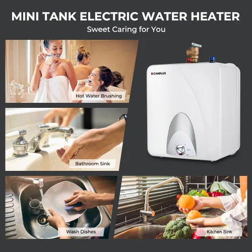 Miniatura 4 de CAMPLUX Calentador Eléctrico de Agua Caliente de 6 Galones, 120-Volt con Cable 1440W Calentador de Agua Eléctrico de Mini-Tanque para Punto de Uso