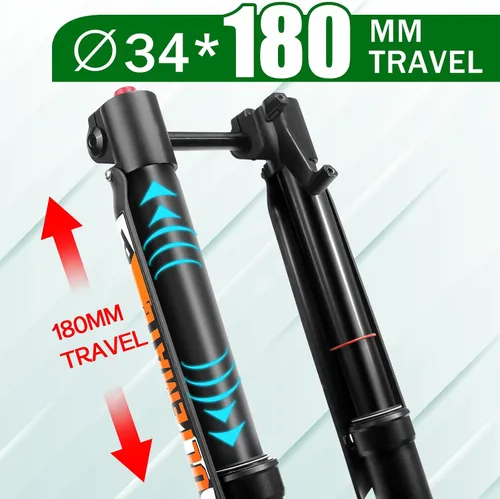 Miniatura 7 de BUCKLOS Fat Tire 5.0 20/26 pulgadas Air Electric Mountain Bike Horquilla de suspensión invertida, eje pasante de 0.591 x 5.906 in, 140/7.087 in
