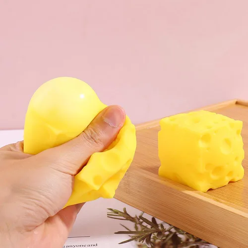 Miniatura 2 de Juguete para apretar queso, juguete suave novedoso, juguete para aliviar el estrés de queso falso, ayuda para relajarse, concentrarse, autismo