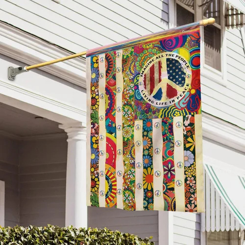 Miniatura 11 de Banderas PSL318F - Bandera hippie de personas que viven la vida en paz PSL318F, bandera de jardín (11.5 x 17.5 pulgadas), banderas de jardín de casa