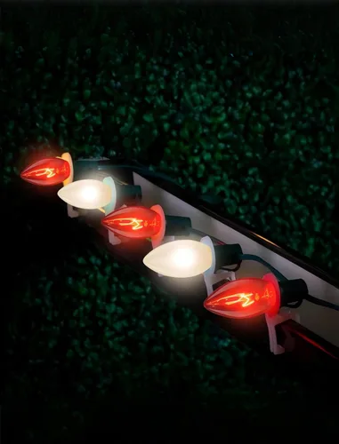 Miniatura 5 de Luces de Navidad C9 rojas y blancas de 25 pies, cadena de luces de Navidad C9 impermeables con 26 bombillas rojas y blancas, luces de Navidad Luz