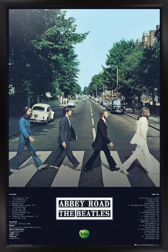 Trends International Póster de pared de The Beatles de 24 x 36 pulgadas, álbum de la abadía, 24 x 36 pulgadas, versión enmarcada en negro