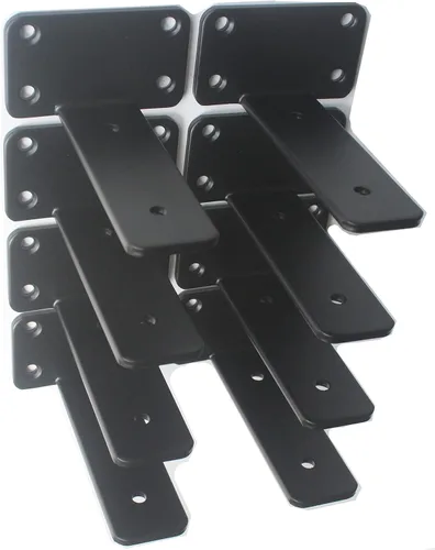 Miniatura 9 de Paquete de 2 - Soportes de estante en L ocultos negros de 4 pulgadas (1/5 pulgada de grosor) Soportes de estante flotante de hierro Soportes