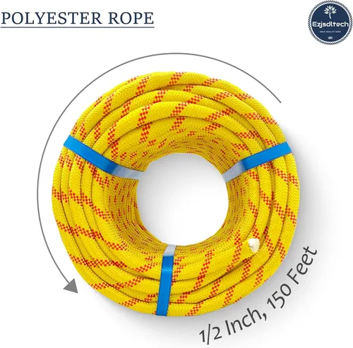 Miniatura 6 de Cuerda de Aparejo para Arborista Cuerda de Toro (1/2 pulgada x 150 pies) Cuerda de Arborista Trenzada de Poliéster de 48 Hebras para Diversas