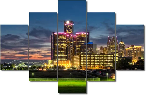 Miniatura 15 de TUMOVO Fotos en lienzo de Estados Unidos, Cincinnati, Ohio, Skyline at Dusk para tu sala de estar, impresiones de paisaje urbano de rascacielos