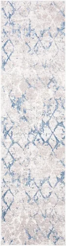 Miniatura 3 de SAFAVIEH Amelia Collection - Alfombra decorativa de 2 pies 2 pulgadas x 4 pies, gris y azul marino, diseño moderno enrejado envejecido, no desprende