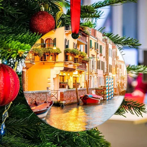 Miniatura 26 de Adorno de Navidad 2023 Florencia Italia Adorno de Navidad de cerámica Catedral Casas Santa María del árbol de Navidad, adorno colgante de regalo