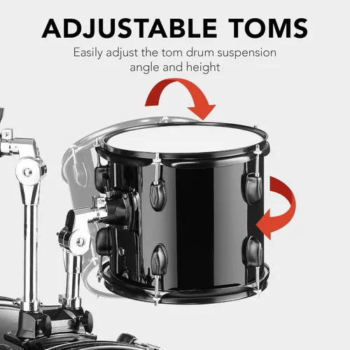 Miniatura 5 de Best Choice Products Juego completo de batería para adultos de 5 piezas con soportes de platillo, taburete, pedal de tambor, palos, piso Tom - negro