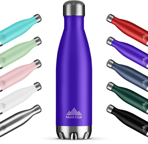 Miniatura 22 de Mont-Clair H2O - Botella de agua de acero inoxidable aislada al vacío, sin BPA, botella de bebidas frías 12 horas y calientes las 24 horas, metal