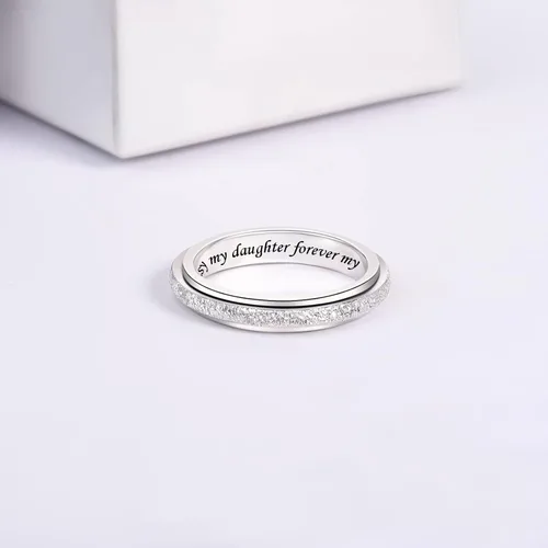 Miniatura 4 de Sterling Silver Spinner Fidget Ring Anti Anxiety Worry Relieving Boredom ADHD Autism Band Ring for Women Men