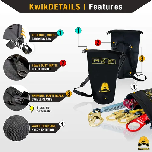 Miniatura 5 de KwikSafety - Charlotte, NC - TSUNAMI COMBO [Cuerda TNzada Premium] Cuerda de Salvavidas Vertical ANSI OSHA Agarre Gancho de Presión Amortiguador