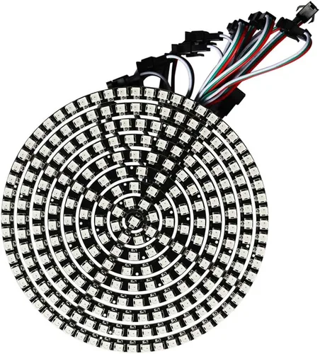 241 LEDs 9 Anillos WS2812B 5050 RGB LED Lámpara de Anillo Luz Direccionable Individualmente Color de Sueño Completo DC5V con Mini Controlador