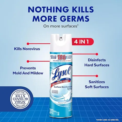 Miniatura 2 de Lysol Spray desinfectante, desinfectante y antibacteriano, para desinfectar y desodorizar, lino crujiente (2) + mango e hibisco (1), 19 onzas