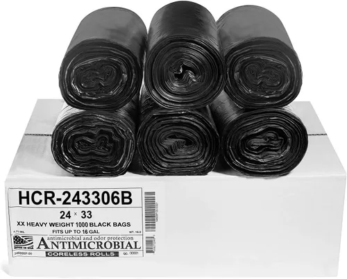 Miniatura 65 de Aluf Plastics Bolsas de basura de alta densidad, 10 galones, 1000 unidades, 6 micrones (eq), 24" x 24", transparentes, para baño, oficina
