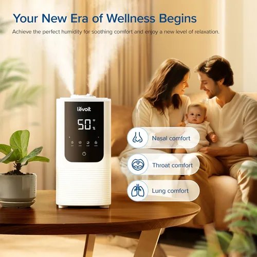 Miniatura 2 de LEVOIT Humidificadores para dormitorio y hogar, humidificador de aire inteligente de niebla cálida y fría para habitación grande, humedad Blanco