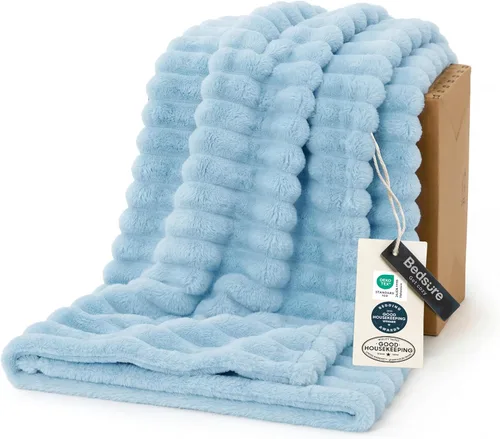 Miniatura 58 de Bedsure GentleSoft - Manta de forro polar azul para sofá, mantas suaves y acogedoras para mujer, lindas mantas pequeñas para niñas, azul claro, 108