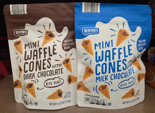Bentons - Mini conos de gofres con chocolate oscuro y con leche, tamaño 4.23 onzas, 4.23 oz (dos bolsas)