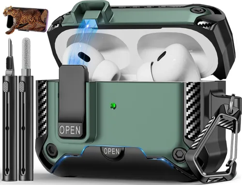 Miniatura 18 de Funda para AirPods Pro de 2 generación con soporte para teléfono, diseño de interruptor automático de protección completa contra caídas con kit