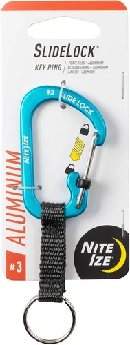 Miniatura 8 de Nite Ize SlideLock Llavero, Llavero Mosquetón con Bloqueo de Aluminio con Correa, Azul