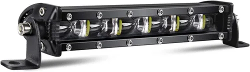 DVISUV - Barra delgada de luz LED de 7 pulgadas, luz de conducción en una sola fila de 18 W con reflectores 6D para luz de trabajo en sendero,
