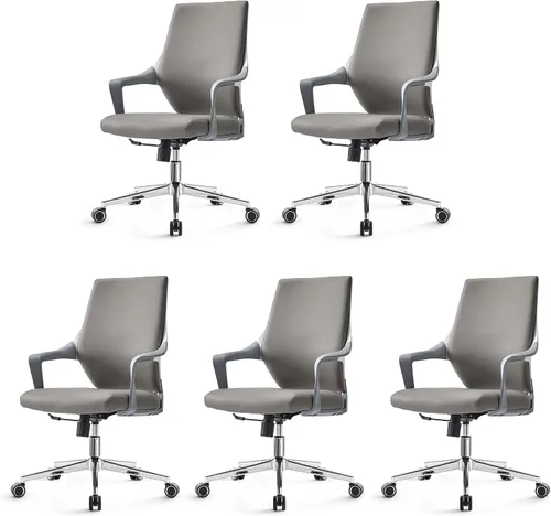 Miniatura 10 de EUREKA ERGONOMIC Dorian - Silla de oficina ejecutiva con soporte lumbar curvado, silla de escritorio de cuero regenerado con respaldo medio