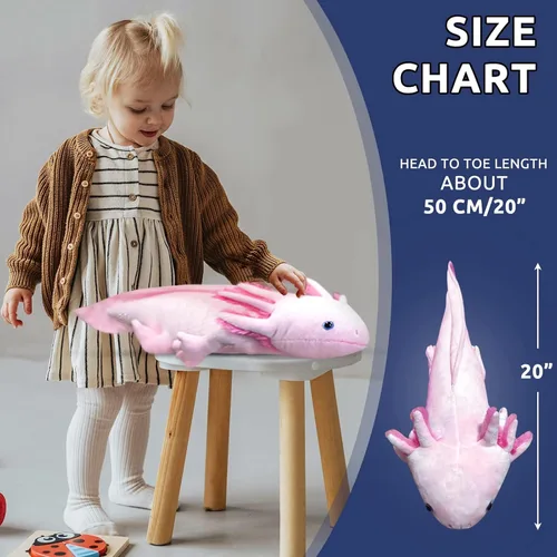 Miniatura 7 de Tiny Heart Peluche de Axolotl, animal de peluche, bonito juguete de peluche realista con ambistoma, regalos para niños, 18 pulgadas de largo