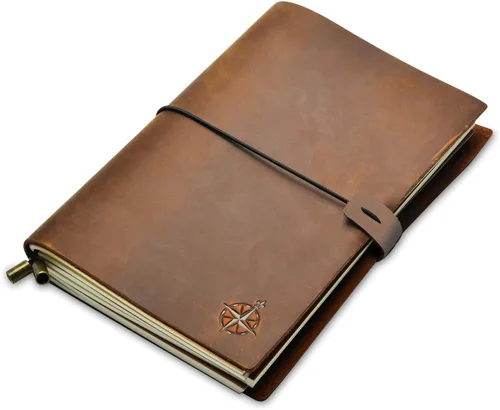 Miniatura 12 de Wanderings Cuaderno grande para viajeros - 19cm x 28cm / 7.5"x11" - Gran diario de viaje, hecho a mano, resistente, diario de cuero recargable.