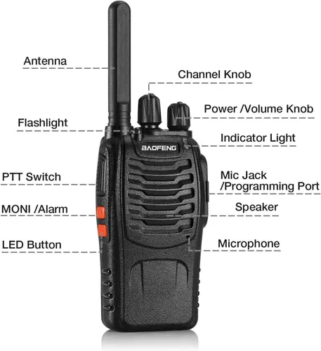 Miniatura 4 de BAOFENG BF-88ST Walkie Talkies para adultos de largo alcance, paquete de 4, radio portátil de dos vías con carga USB VOX manos libres, radios