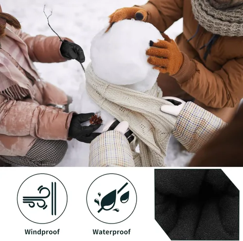 Miniatura 3 de Guantes de esquí, impermeables, compatibles con pantalla táctil, relleno de 3M EC120, cuerda antipérdida para padres e hijos