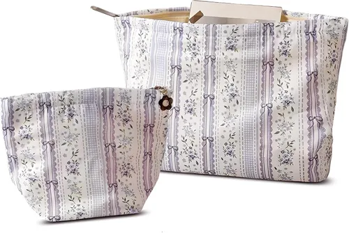 Miniatura 55 de HAPPYHEIDI Bolsa de maquillaje estética para mujer con compartimento para accesorios con cremallera para cosméticos, viajes, organizador de bolsos