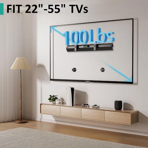 Miniatura 6 de Soporte de pared de TV sin tachuelas para televisores de 22 a 55 pulgadas, soporte delgado para TV sin pernos, soporte para televisores de paneles
