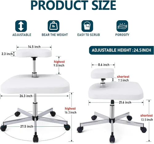 Miniatura 2 de Silla de meditación ergonómica con patas cruzadas, silla para TDAH con ruedas, silla arrodillada para oficina y hogar, sillas de TDAH para adultos