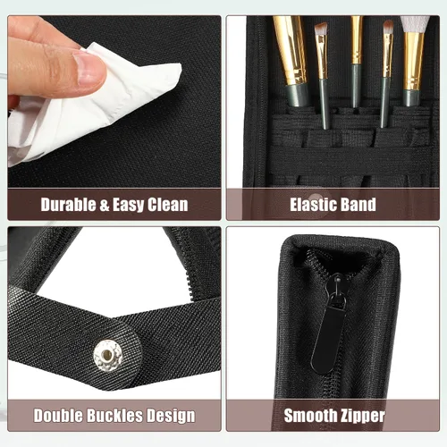 Miniatura 4 de VOCOSTE Soporte plegable para brochas de maquillaje, 23 bolsillos, organizador de brochas de maquillaje, bolsa de viaje para brochas de maquillaje