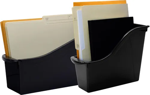 Miniatura 2 de Storex Papelera pequeña para libros, organizador de plástico entrelazado para el hogar, la oficina y el espacio de trabajo, color negro, paquete