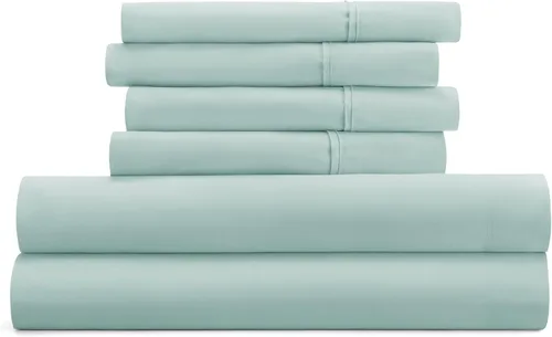 Miniatura 3 de Merit Linens Juego de sábanas de microfibra sólida ultra suave con fundas de almohada adicionales, tamaño individual, aguamarina