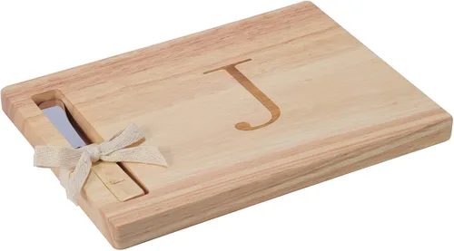 Miniatura 10 de Miicol Tabla de madera para charcutería, tabla de queso con monograma de 10 pulgadas, tabla de cortar inicial personalizada con esparcidor, regalo