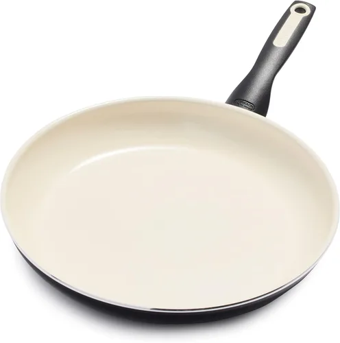 GreenPan Rio - Sartén antiadherente de cerámica saludable de 12 pulgadas, sin PFAS, apta para lavavajillas, color negro