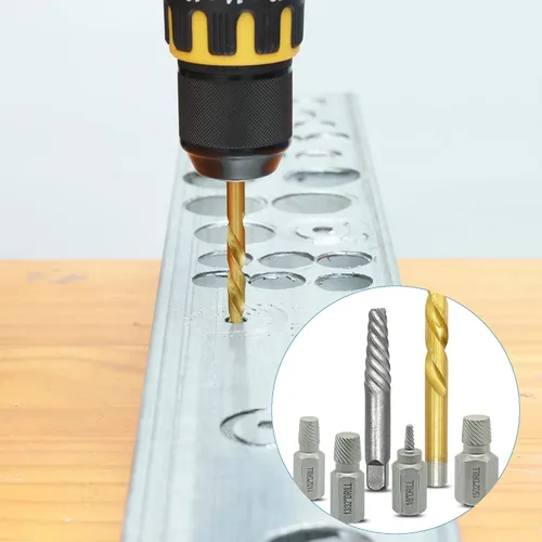 Miniatura 7 de GMTOOLS Kit Extractor de Tornillos Helicoidales y Pernos de 35 Piezas, Kit de Remoción Fácil con Broca de Mano Izquierda Extractor Multi-estriado