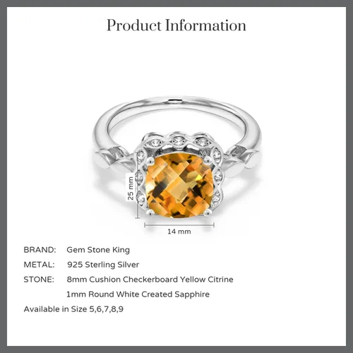 Miniatura 142 de Gem Stone King Anillo de compromiso de plata de ley 925 de 0.315 in con piedra natal y zafiro blanco creado Anillo de compromiso de boda