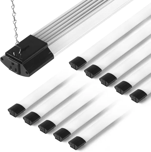 Miniatura 11 de Barrina BS84 - Luces LED para taller de 4 pies, 84 W, 10000 lúmenes, 6500 K, lámpara enlazable para garaje, sótano, colgante o montaje empotrado, 4