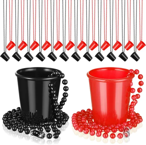 Miniatura 8 de Dandat 24 piezas de chupito en collar de cuentas, accesorios de graduación, mini vasos de plástico desechables para fiesta de graduación, accesorios