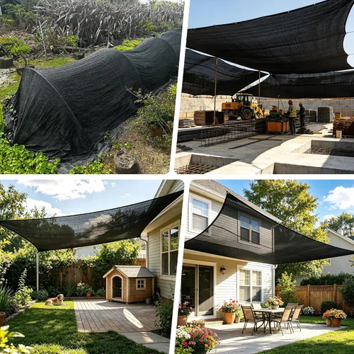 Miniatura 6 de 70 % de tela negra de 10 x 20 pies, protector solar para exteriores con ojales, malla duradera para sombreado, anticongelante para patio, jardín