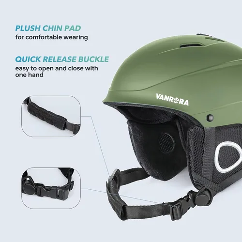 Miniatura 5 de VANRORA Casco de esquí, casco de snowboard para hombres y mujeres, ventilación con control de clima, ajuste de esfera, compatible con gafas, forro