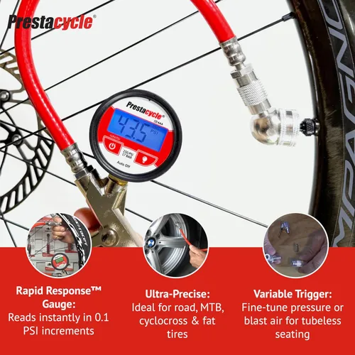 Miniatura 4 de Prestaflator - Inflador de neumáticos para bicicleta, herramienta de compresor de aire Presta & Schrader, funciona con neumáticos sin cámara