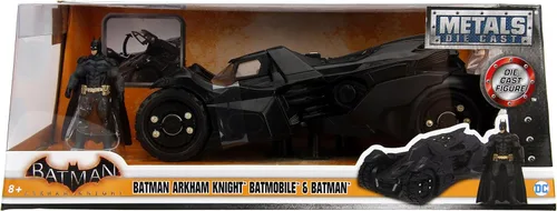 Miniatura 4 de Jada DC Comics Batman 2015 Arkham Knight Batmobile y Batman Metals Vehículo coleccionable de juguete fundido a presión con figura, negro, escala 1:24