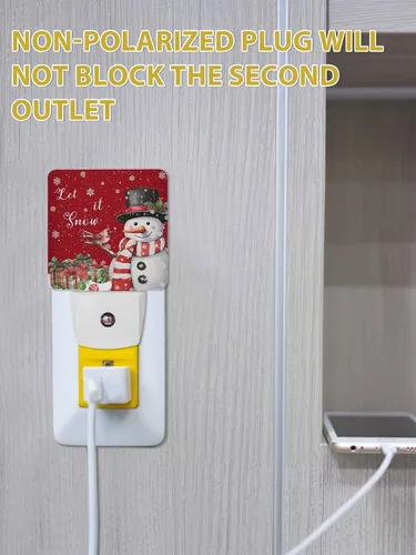 Miniatura 4 de Luces nocturnas de Navidad que se enchufan a la pared, luz nocturna roja con enchufe de muñeco de nieve y pájaro con sensor de luz del atardecer al